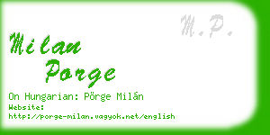 milan porge business card